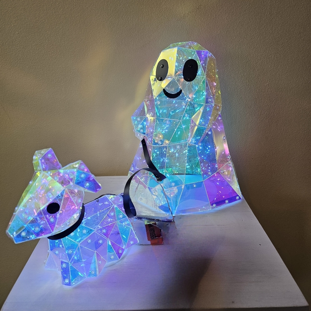 Christian Siriano LED Light Up Iridescent Prism Ghost Walking Dog Halloween